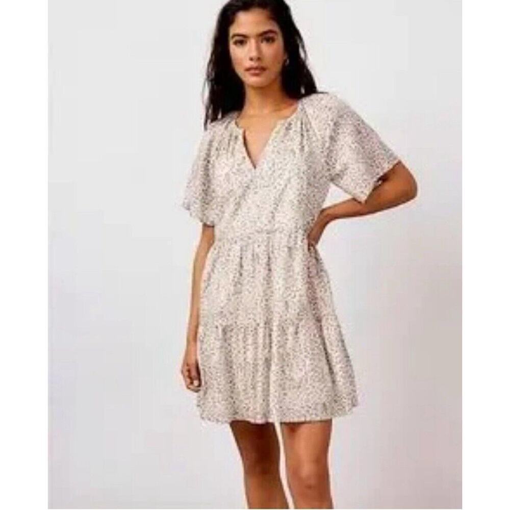 Rails Womens Clarissa Beige animal print Tiered Babydoll Sundress Small 1670